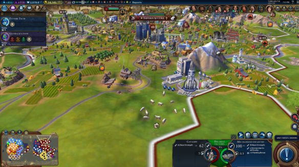 Civ6 - where a Mars spaceship and Sheep are side by side. 